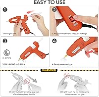Vista 6 de Pistola de pegamento caliente de tamaño completo ROMECH con alimentación dual de 60/100W y 21 barras de pegamento caliente (7/16"), pistola