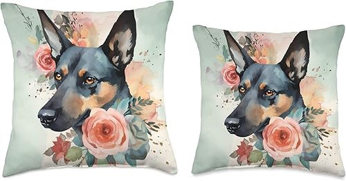 Miniatura 3 de Cojín de perro Kelpie de acuarela con rosas australianas, 16 x 16, multicolor