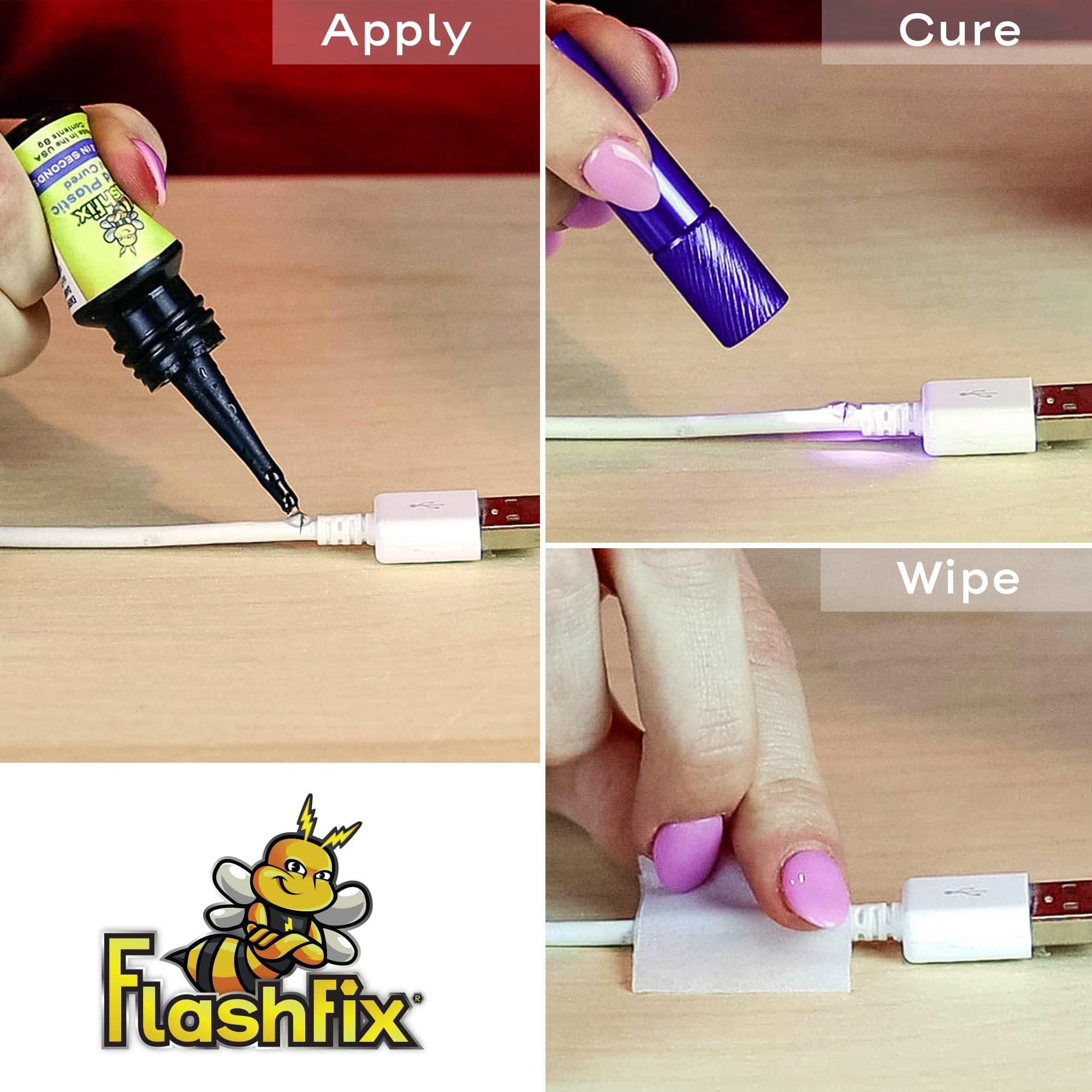 Spec Teck FlashFix Liquid Plastic UV Adhesive, Bonds And Cures in Seconds, Works on Virtually Any Material | Complete UV Glue and Plastic Welding Kit