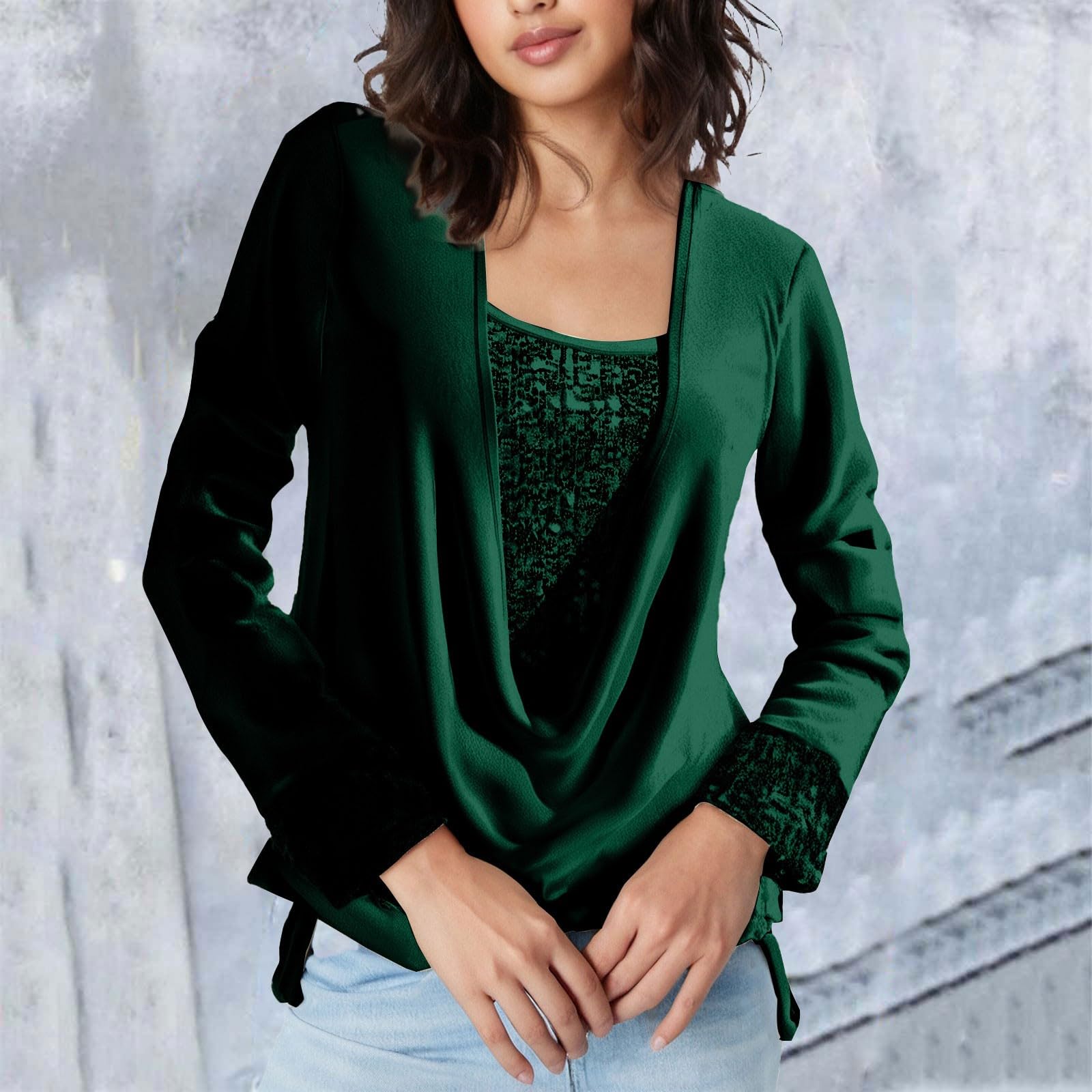 Blouse Femme Chic Et Élégant Manches Longues Col Tombant pour Femmes Chemisier Manche Longue Haut Rouge Chemise Blanche Grande Taille Rayures Tartan Shirt Women T-Shirt Rose Hiver Plus
