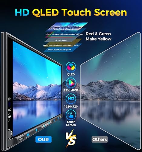 Miniatura 3 de PLZ Pantalla inalámbrica QLED de radio QLED de 7 pulgadas para coche, Android Auto, Bluetooth 5.3, cargador rápido, cámara de respaldo 1080P, 4.2