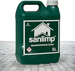Sanlimp Limpa Piso Concentrado 5L Limpeza Profunda de Pedras, Cerâmicas e Vasos Sanitários, Removedor de Cimento e Rejunte Pós-Obra