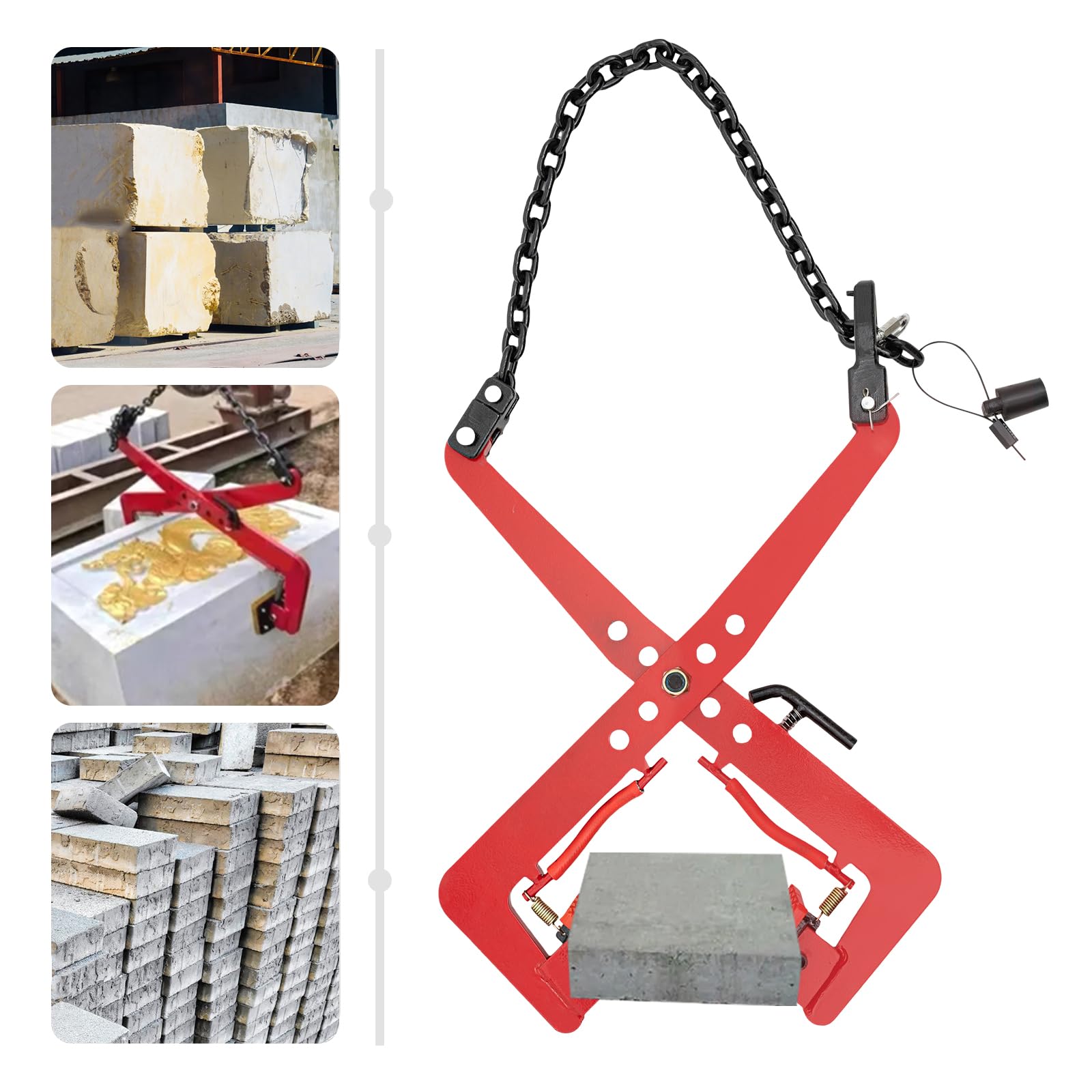 Pallet Puller Clamp, 716.5LBS Capacity, Heavy Duty Steel Single Scissor Clamp,14.2nch Jaw Opening Pallet Grabber, Pallet Grabber Hook Puller Tool Used for Lifting Wood, Boards, Wooden Pallets, Red