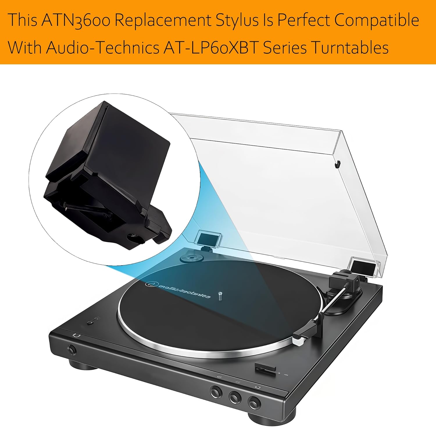 ATN3600L ATN3600LC Conical Replacement Stylus Needle, Compatibility for Audio-Technica AT-LP60 series, AT-LP60X, AT-LP60XBT,Sound Burger, AT-SB727, AT-SB2022 Turntable Record Player