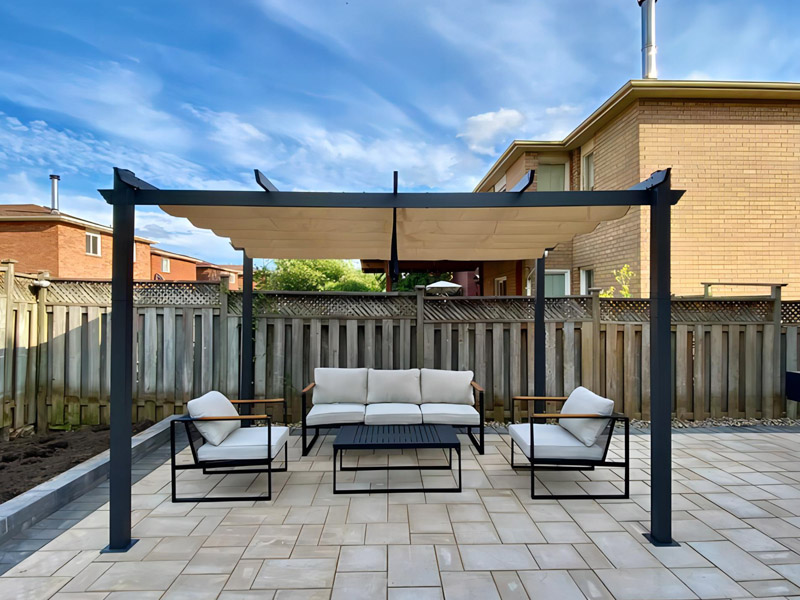 Pergola-Abdeckung 4x3 M - Wasserdicht, UV-beständig, Made In France - Mit Ösen Alle 25 Cm Für Einfache Befestigung