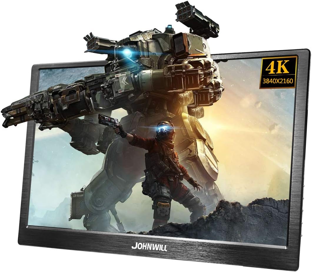 JOHNWILL 18.4'' Portable Monitor FHD 3840 x 2160 4K IPS Type-C LCD Monitor with HDMI Input,Type-C(USB-C),Built-in Speaker,Gaming Monitor for Raspberry Pi PS3/PS4/Xbox 360 Computer PC