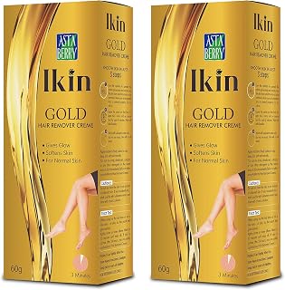 Ikin Gold Hair Remover Cream For Normal Skin - Bikini Hair Removal Cream For Women & Girls | (Pack of 2 (60gm X 2)) Price In India
