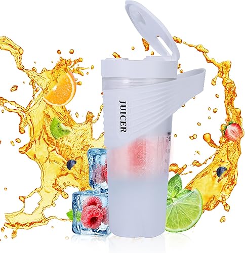 Licuadora portátil para batidos y licuados de frutas, 6 cuchillas afiladas, potente vaso exprimidor de 22000 RPM con 4000 mAh tipo C recargable 15.6