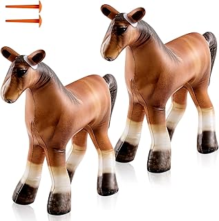 Liliful 2 Pcs Large Inflatable Horse 30 Inch 2.5 ft Blow up Horse Party Decorations Decorative Inflatable Farm Animals Gifts for Western Cowboy Birthday Baby Shower Indoor Outdoor Party Supplies