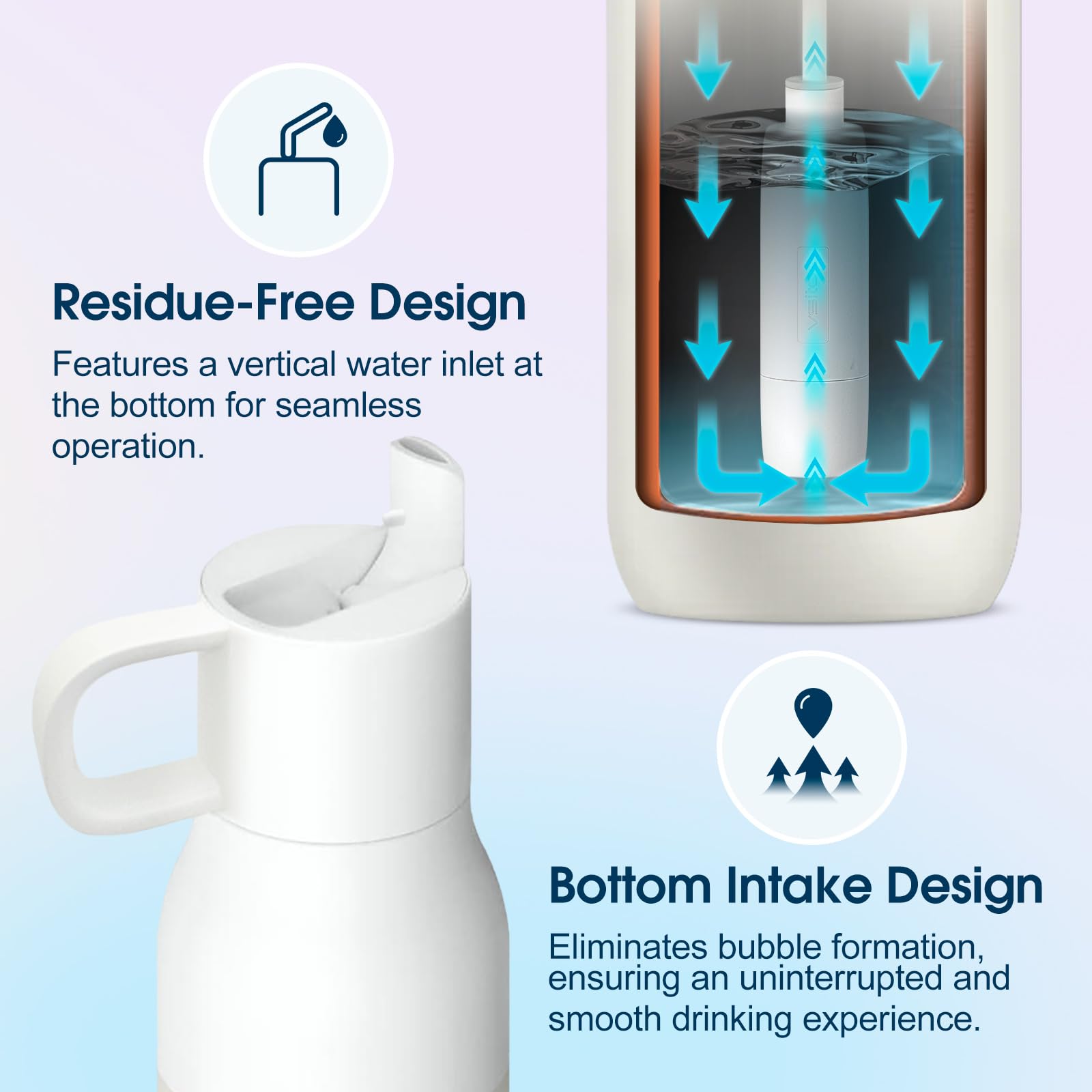 vsitoo Botella de agua filtrante de fibra de carbono de 25 onzas, botellas de agua aisladas de acero inoxidable con filtro, botella de agua filtrante sin BPA, reemplaza a 300 botellas de agua de