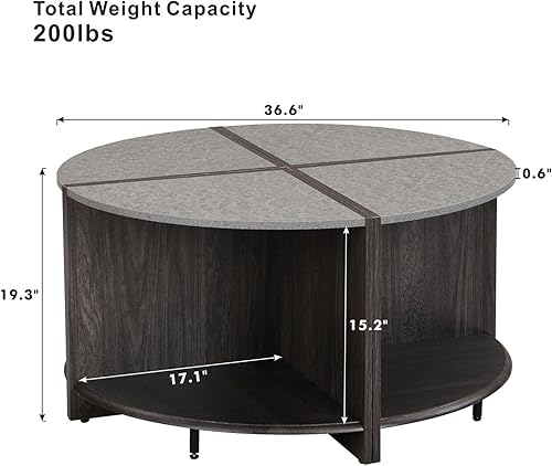 Miniatura 78 de Mesa de centro redonda para sala de estar, centro circular pequeño de madera maciza, diseño moderno, muebles para el hogar, mesa de centro para sala