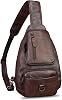 Genuine Leather Sling Bag for Men and Women Vintage Real Leather Fashion Sling Backpack Crossbody Bag Chest Purse for Ipad