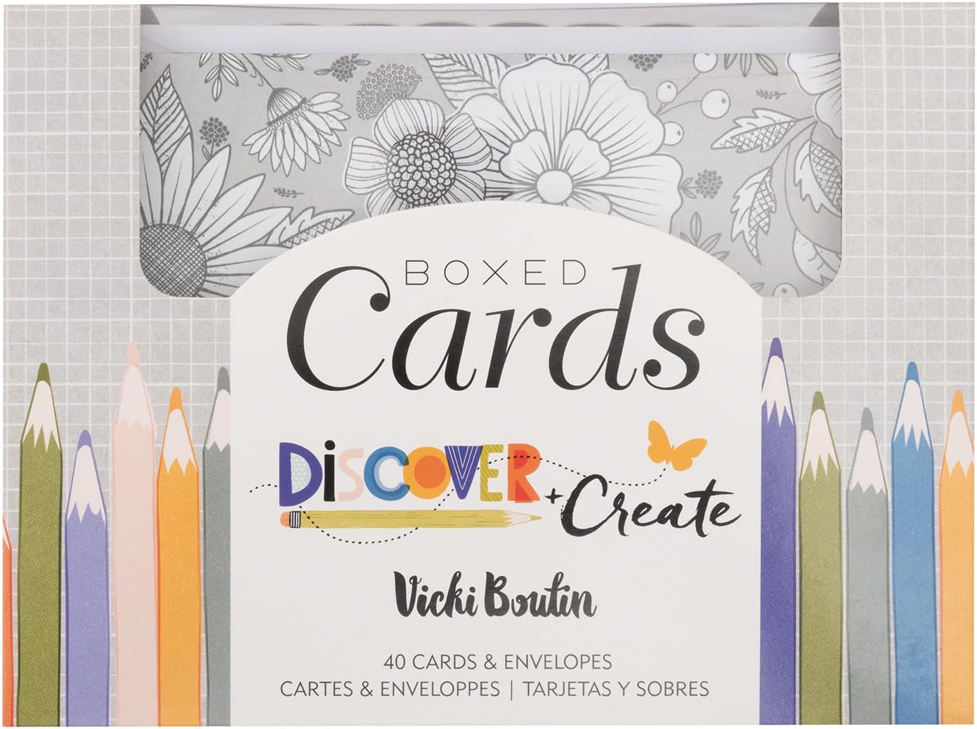 Vicki Boutin Blank Greeting Cards and Envelopes, 40pk - A2 Envelopes with Assorted Cards for All Occasions and Thank You Notes - 10 Unique Two-Sided Designs, Discover & Create
