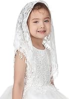 Vista 3 de PAMOR Velos triangulares de primera comunión para niñas velo capilla de encaje velo mantilla velos latina misa de iglesia para bautismo católico