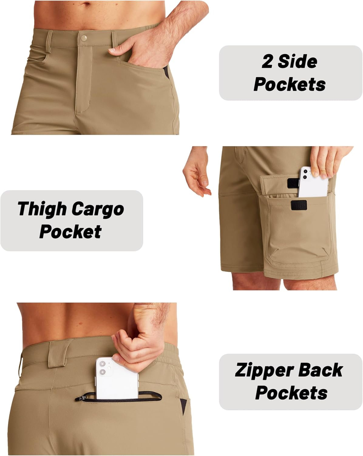 EKLENTSON Mens Outdoor Hiking Shorts Lightweight Quick Dry Casual Cargo Shorts Water Resistant with Pockets 10" Inseam