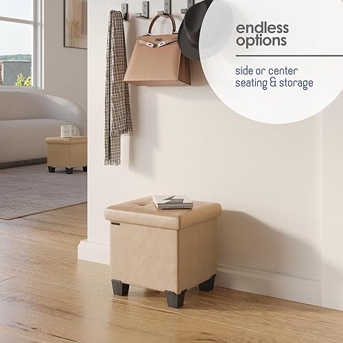 Miniatura 456 de Otomana plegable para dormitorio o sala de estar, con contenedores de almacenamiento, reposapiés para el extremo de la cama, soporta hasta 660 lb,