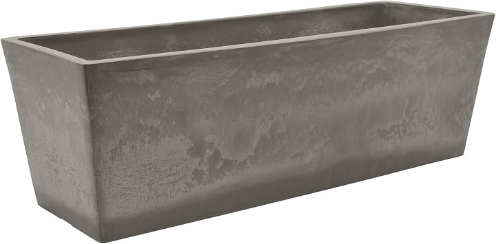 Arcadia Garden Products U65CT Plastic/Stone/Wood Composite Simplicity Window Box, No Drainage Hole Drillable, Patio Plant Container, Indoor Outdoor Planter, 25.5" x 9, Cement Color