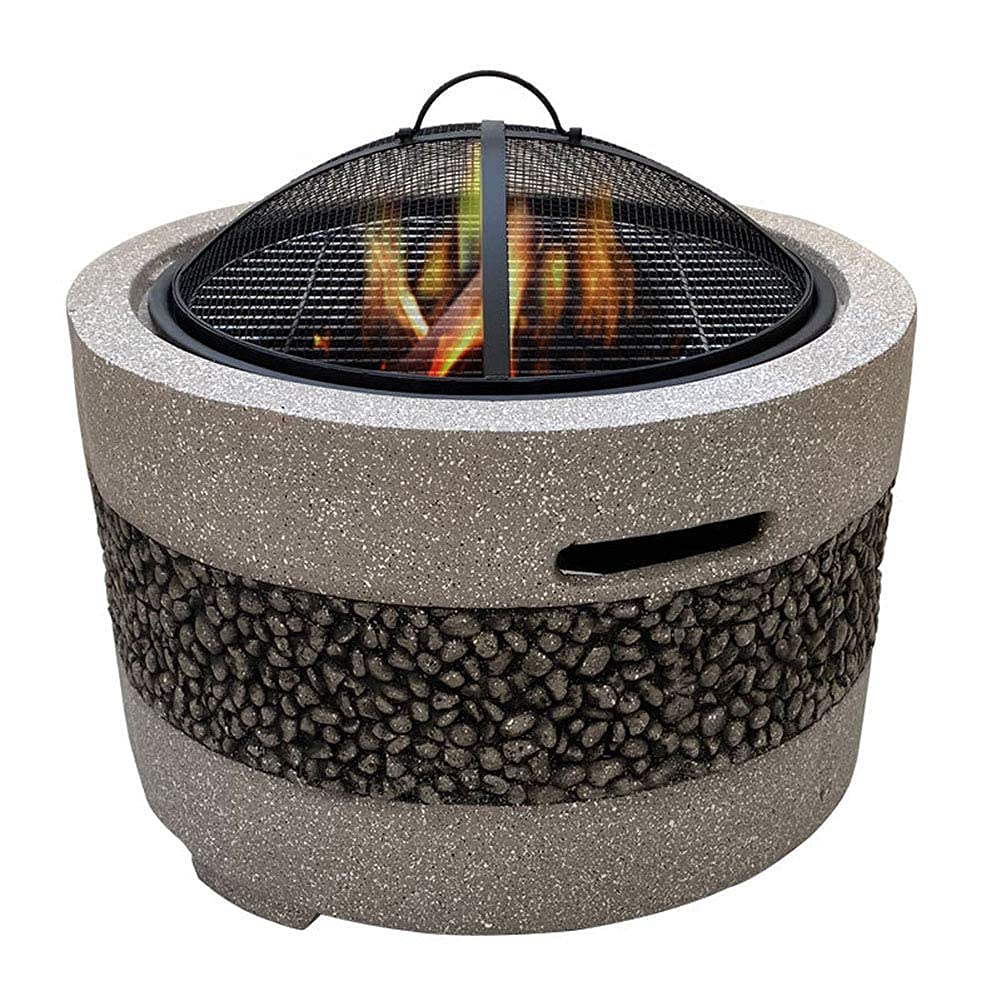 Małe palenisko, palenisko z półką na grilla, palenisko ogrodowe, grzejnik tarasowy, grill, lód, modny i artystyczny magnez (szary)