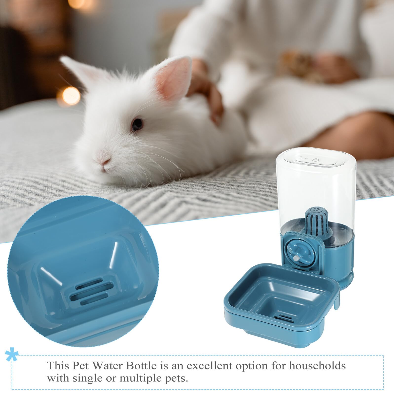 Abbeveratoio per Conigli da 750ml in Plastico, Portatile | Accesso Rapido All’acqua, per Gabbia e Uso Domestico, Adatto a Piccoli Animali e Singoli o Pet