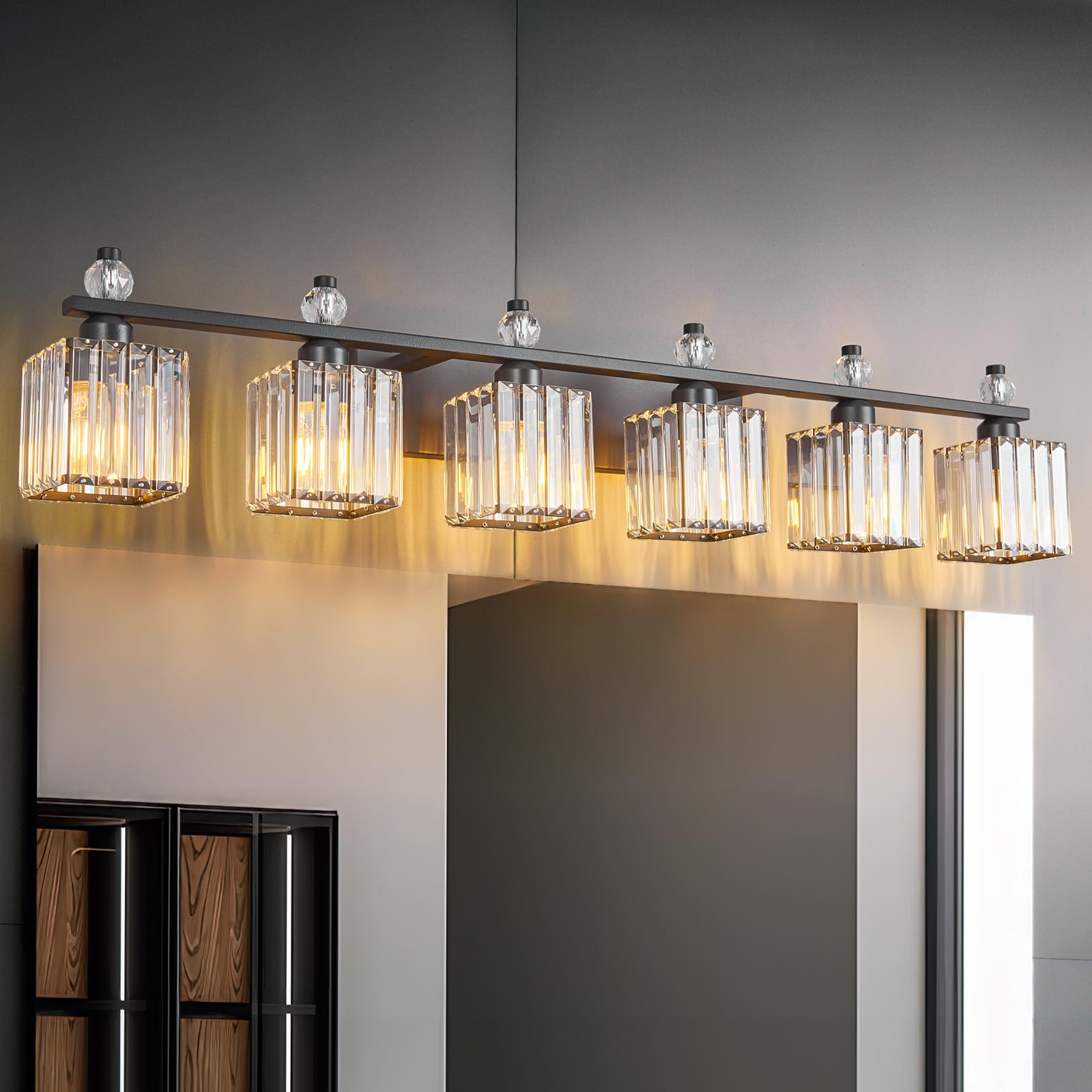 vanity lights 6-light modern crystal vanity light sand black bathroom light fixtures over mirror crystal bathroom vanity lighting fixtures