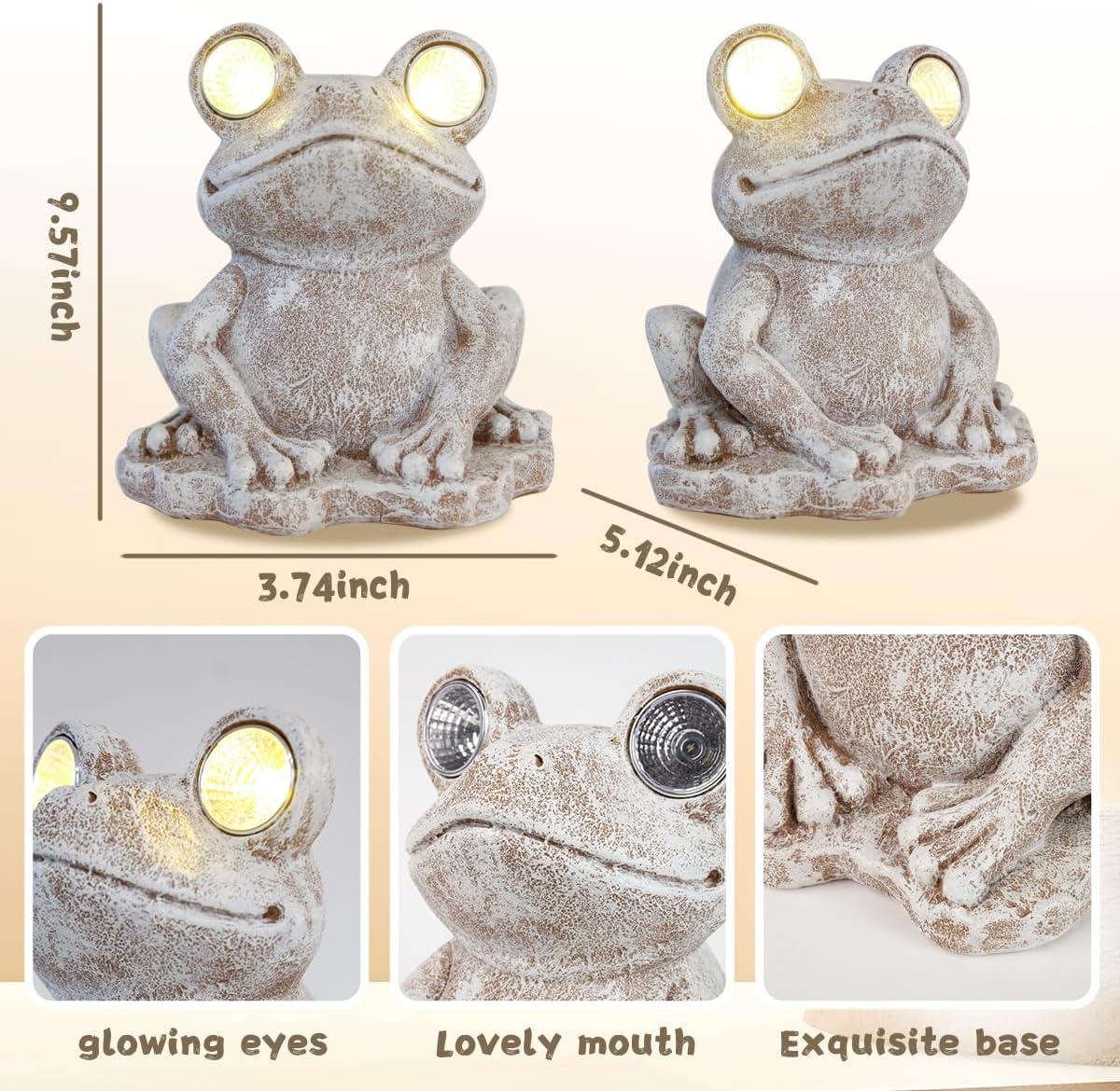 Solar Garden Statues Frog Decor Figurine Lights for Outside, Yard Decorations Outdoor Patio Decor, Gardening Gifts for Women