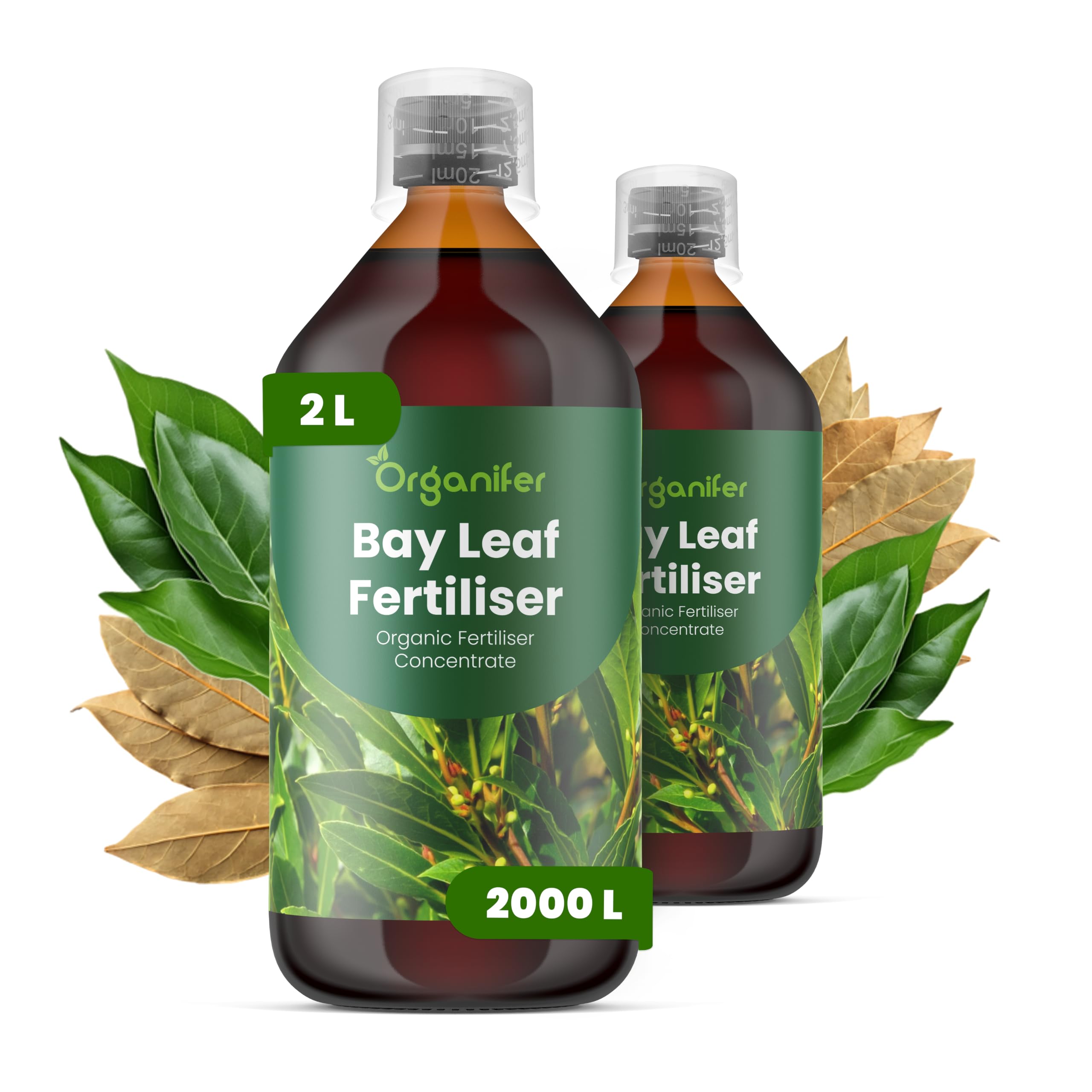 Fertilizante Líquido Para Laurel - 2x1L - NPK 3-4-3 | Fertilizante Para Hojas Sanas Y Raíces Fuertes - Favorece Vitalidad Y Aroma - Organifer