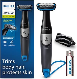 Philips Norelco Bodygroom Series 1100 BG1026/60 Showerproof Body Hair Trimmer for Men - Skin-Safe Groomer