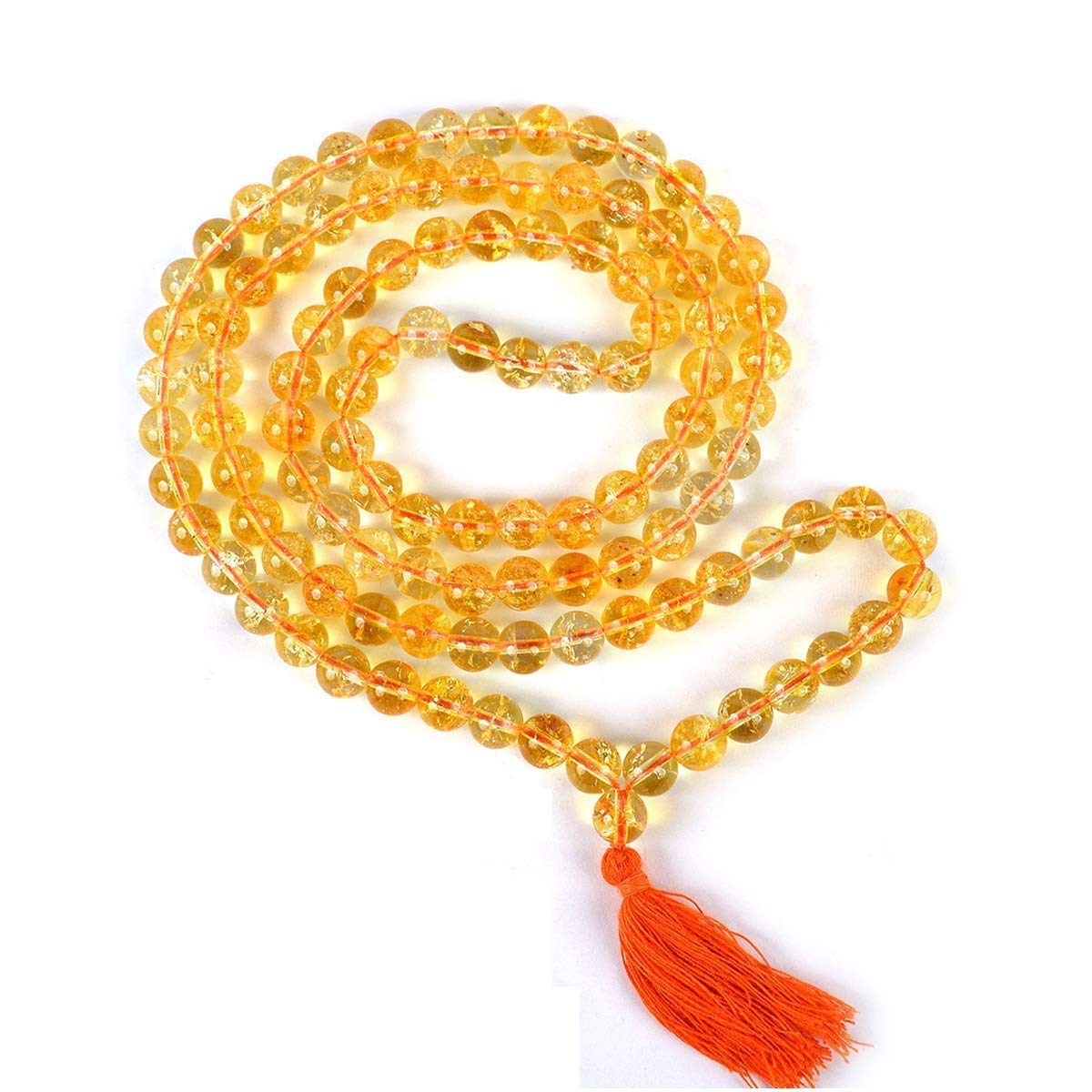 Natural Certified Citrine Mala 8mm 109 Beads (108+1) | AAA Quality Citrine Rosary Necklace for Vaastu, Reiki & Healing | Unisex Crystal Jaap Mala for Meditation & Spiritual Use-image-12