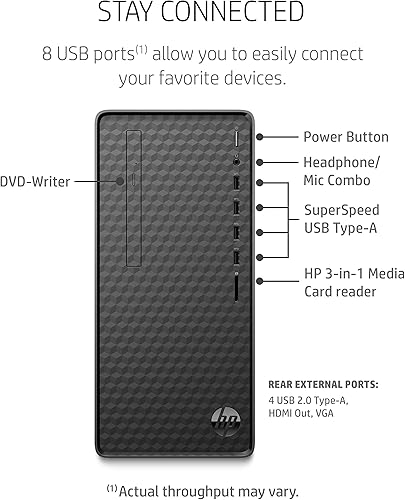 Miniatura 6 de HP Escritorio premium más nuevo, procesador AMD Ryzen 5 5600G, 12 GB de RAM, 512 GB de almacenamiento SSD, Windows 11 Home, rendimiento de alta