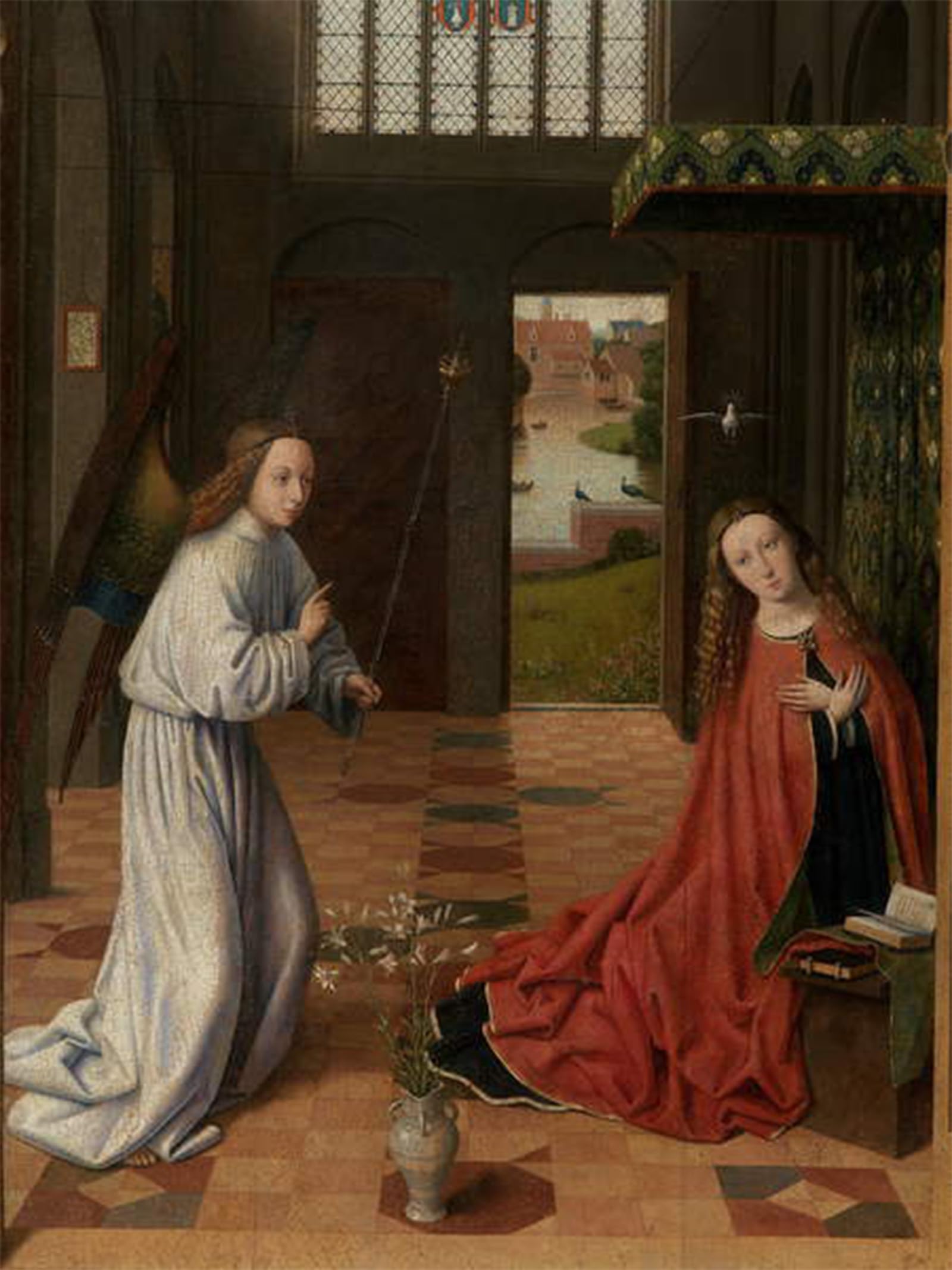 HRJUBWREE Famous Paintings Pictures Artwork Picture Detail of the Annunciation by Petrus Christus Photo Wall Print for Home Decor 60x90cm