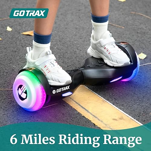 Miniatura 3 de Gotrax Hoverboard con ruedas LED de 6.5 pulgadas y faro, rango máximo de 46 millas, potencia de 6.2 mph por motor dual de 200 W250 W, certificado