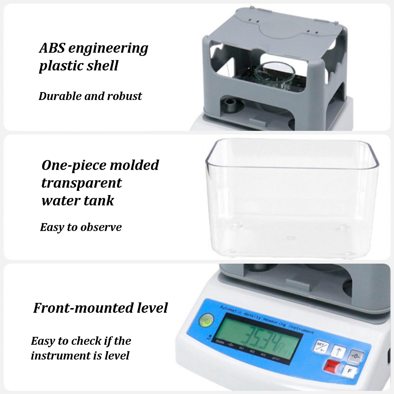 Edelmetall-Densimeter, Gold-K-Werttester mit LCD-Display und Wassertank, integrierter Akku, ABS-Schalendichtetester für Schmuckmünzen