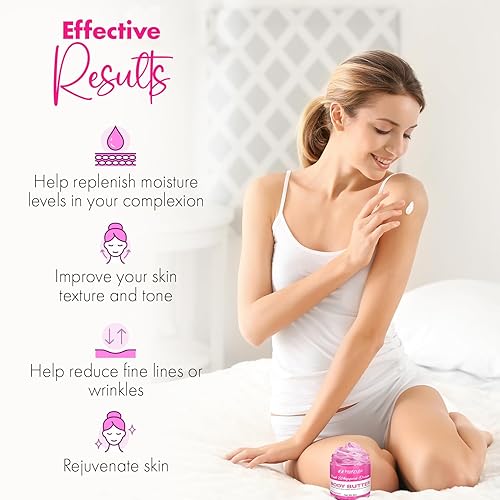 Miniatura 4 de Pink Whipped Dream Body Butter  Manteca de karité natural batida, mango, cacao, loción corporal brillante de almendras  Crema corporal batida de