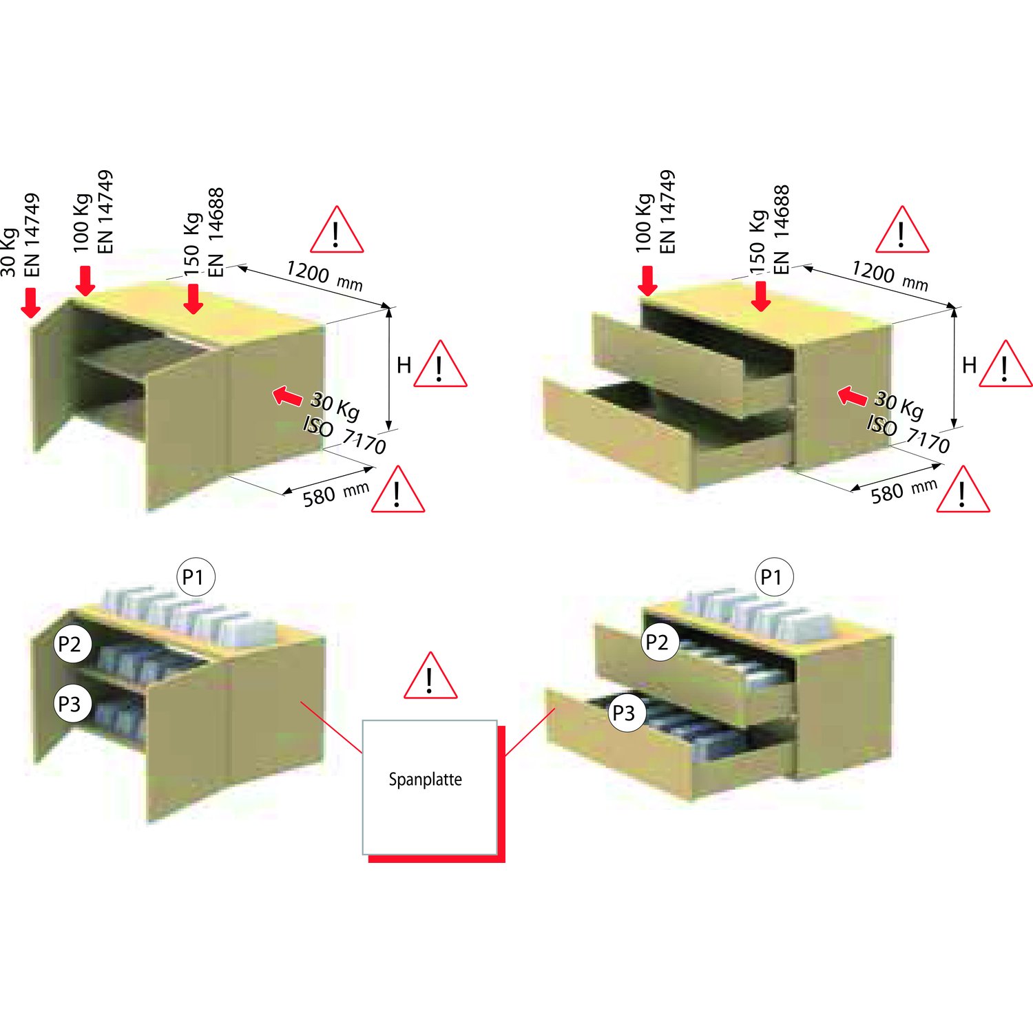 Gancio Sospensione Per Armadi Gedotec - Portanza 240 Kg, Regolabile