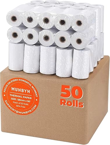 Miniatura 34 de MUNBYN Papel térmico de recibo de 2 1/4 pulgadas x 50 pies (5 rollos), papel de recibo sin BPA de 2.283 in, se adapta a todas las mini impresoras