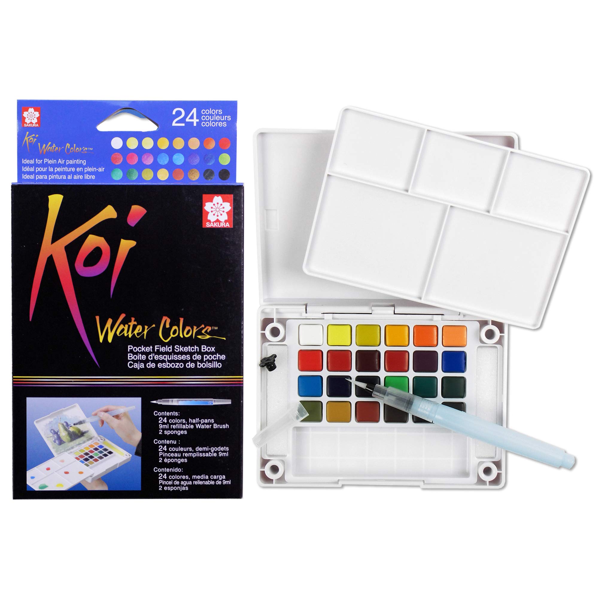 SAKURAKoi Water Color Set with Waterbrush, (24 Assorted)