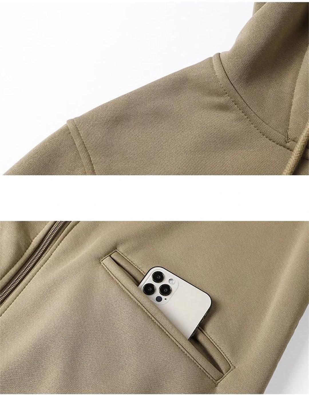 Men Outdoors Simple Solid Warm Windproof Hooded Jackets Fleece Thickening Coats