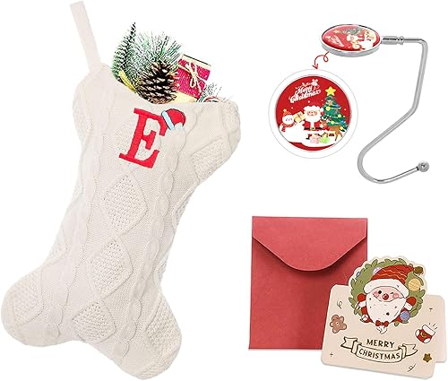 Miniatura 48 de Ulico Medias de Navidad con iniciales, calcetines de Navidad de punto con monograma bordado grande de 18 pulgadas, calcetín de Navidad para niños