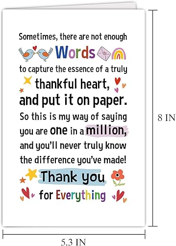 Miniatura 7 de Supoeguk Bonita tarjeta de agradecimiento para amigos, tarjeta de agradecimiento para jefe compañero de trabajo, tarjeta de agradecimiento de poema