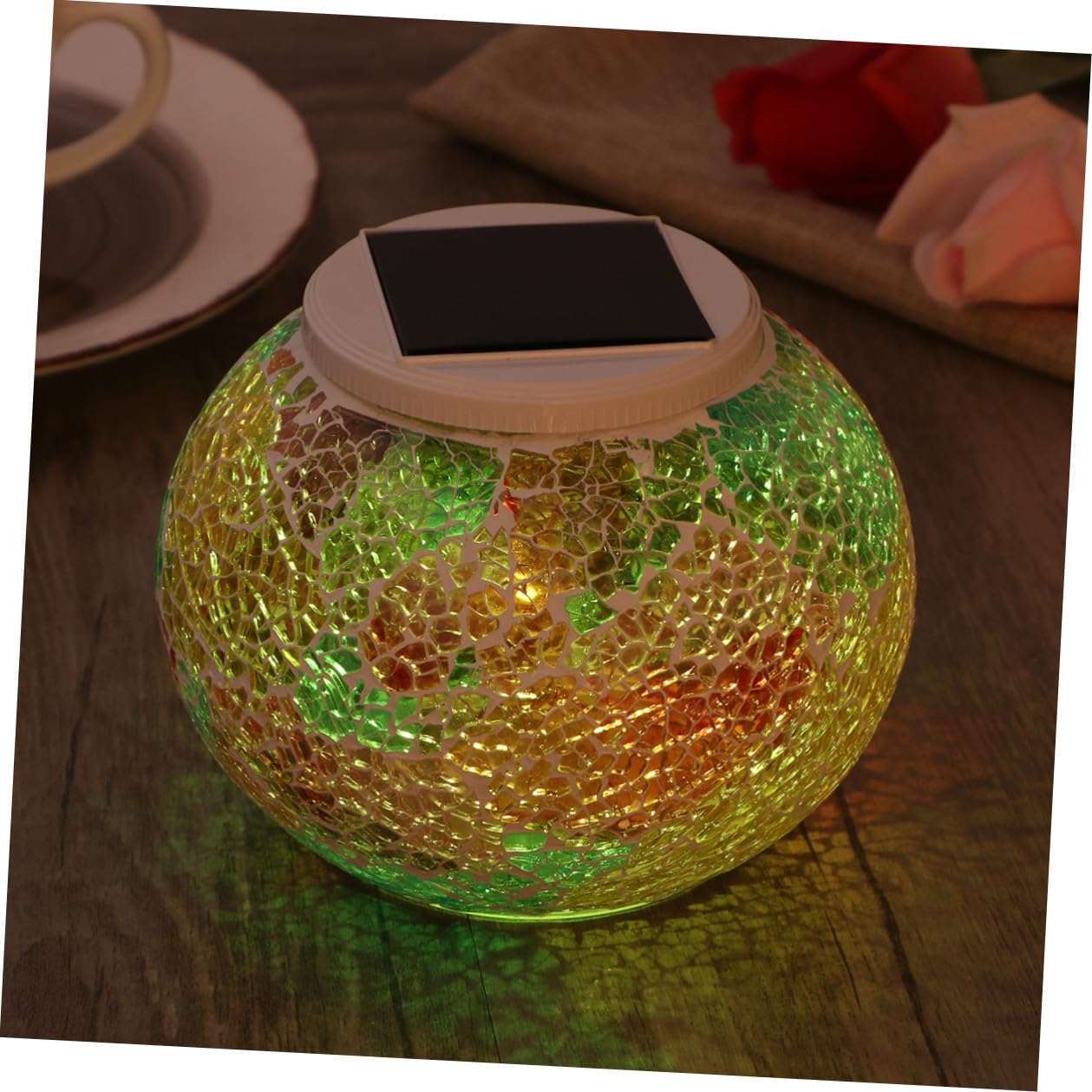Kisangel Lampada Solare da Esterno in Vetro a Sfera Luce Colorata e Modalità Singola, Risparmio Energetico, per Giardino e Decorazioni Natalizie