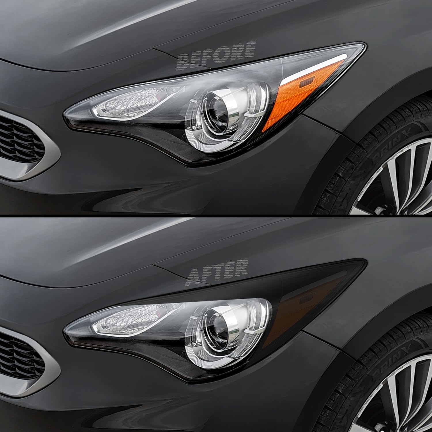 PreCut Vinyl Smoke Tint for 2022-2023 Kia Stinger Headlight (20% Dark Smoke, 1. Headlight Cutout)