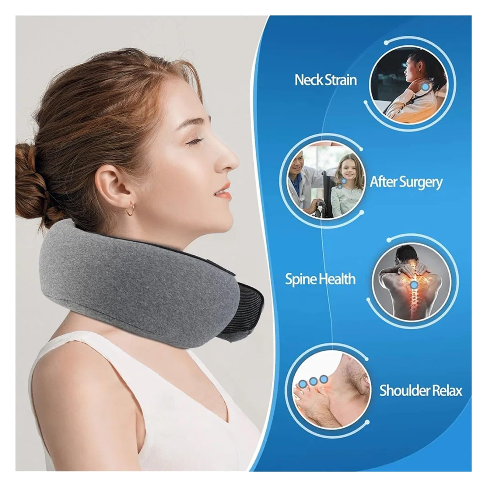 Almohada Viaje Almohada de Viaje for el Cuello, Almohada for, Suave for Dormir al mediodía, portátil(Blue)
