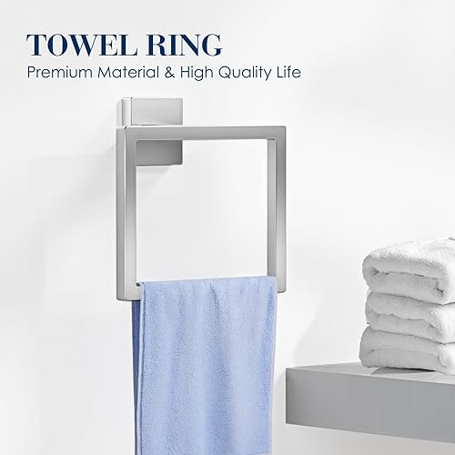 Miniatura 3 de Juego de 7 accesorios de baño de níquel cepillado, accesorios de baño, toalleros para baño, acero inoxidable, montaje en pared de acero inoxidable