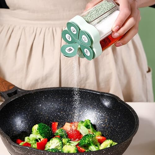 Miniatura 6 de Kichvoe Condimento 5 en 1 contenedores de especias sal y pimienta dispensador de condimentos recipientes de botellas de plástico con tapas de