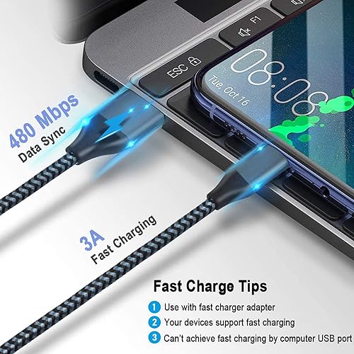 Miniatura 3 de Paquete de 2 cables de carga USB tipo C de 10 pies para Samsung Galaxy Tab S10+ S9 S8 S7 S6Lite, S4 S3 Tab A 10.1 (2019), 8.0 (2017), 8.4, 10.5 Tab