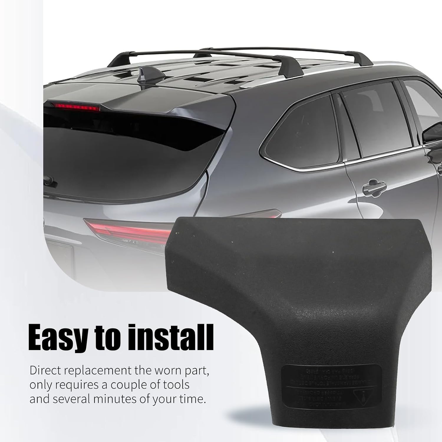 PT767-48200-CVLF Roof Rack Rail Cover Cap, Replacement for Toyota Highlander/Highlander Hybrid XLE XSE Limited Platinum 2020-2024 (Front Right Side)
