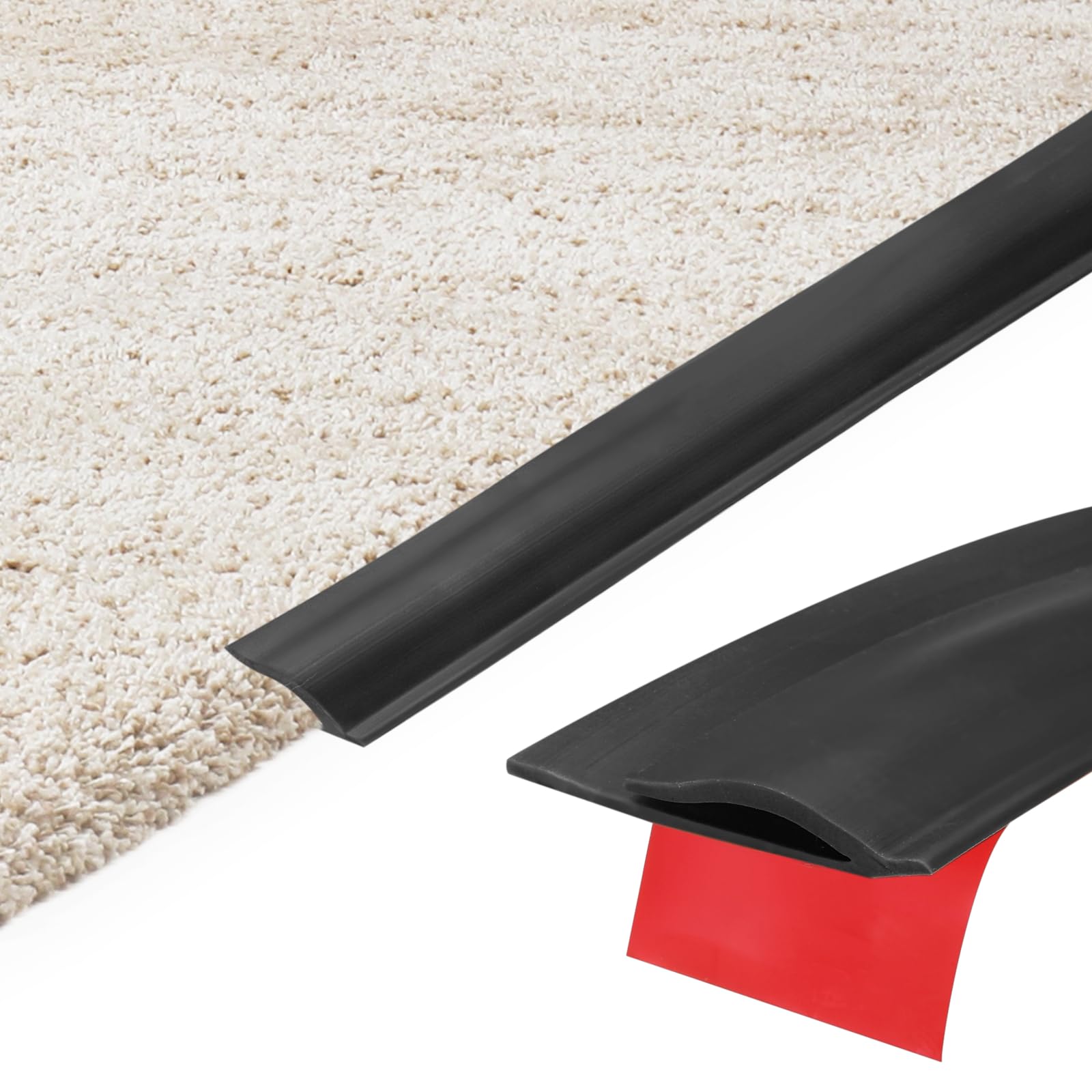 sourcing map 2 Pcs 3meters x 33mm x 5.5mm Carpet to Tile Transition Strip, Self-Adhesive Carpet Edge Strip, TPE Gap Cover, Laminate Edge Trim for Uneven Surfaces, Black