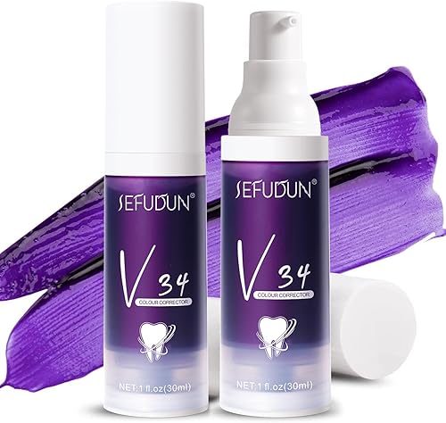 Miniatura 1 de V34 Pasta de dientes púrpura 2 piezas, pasta de dientes púrpura V34 para blanquear los dientes