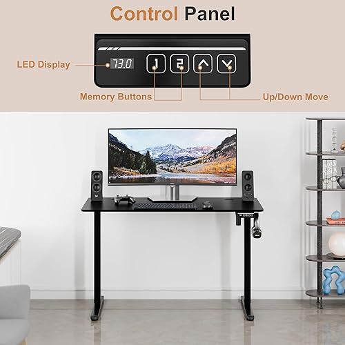 Vista 35 de Meilocar - Escritorio eléctrico de pie ajustable en altura, escritorio para computadora con controlador de memoria, estación de trabajo de oficina