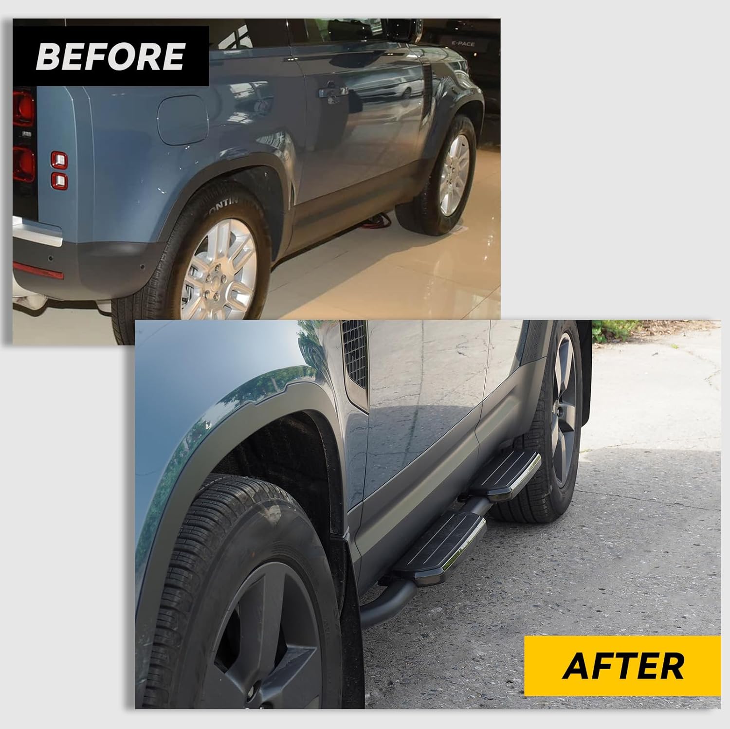 Running Boards Side Steps for Land Rover Defender 110 130 L663 4DOOR 2020 2021 2022 2023 2024 2025, Black